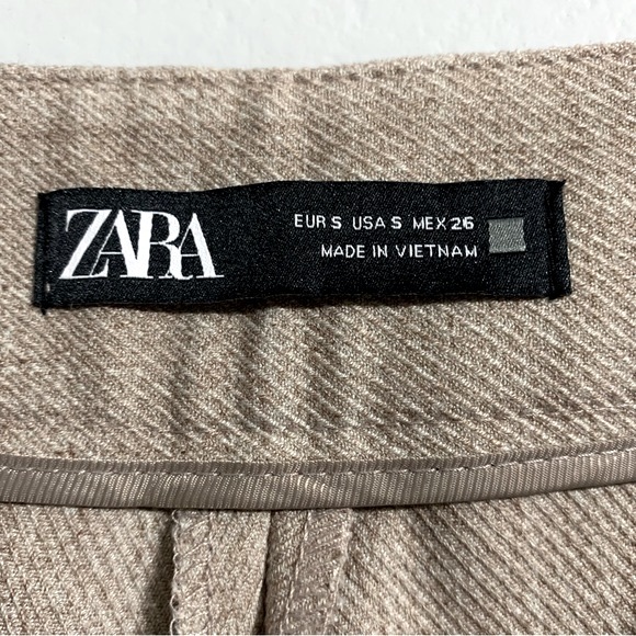 ZARA High Waist Straight Wide-Leg Light Tan Trousers - Size S - Picture 11 of 12